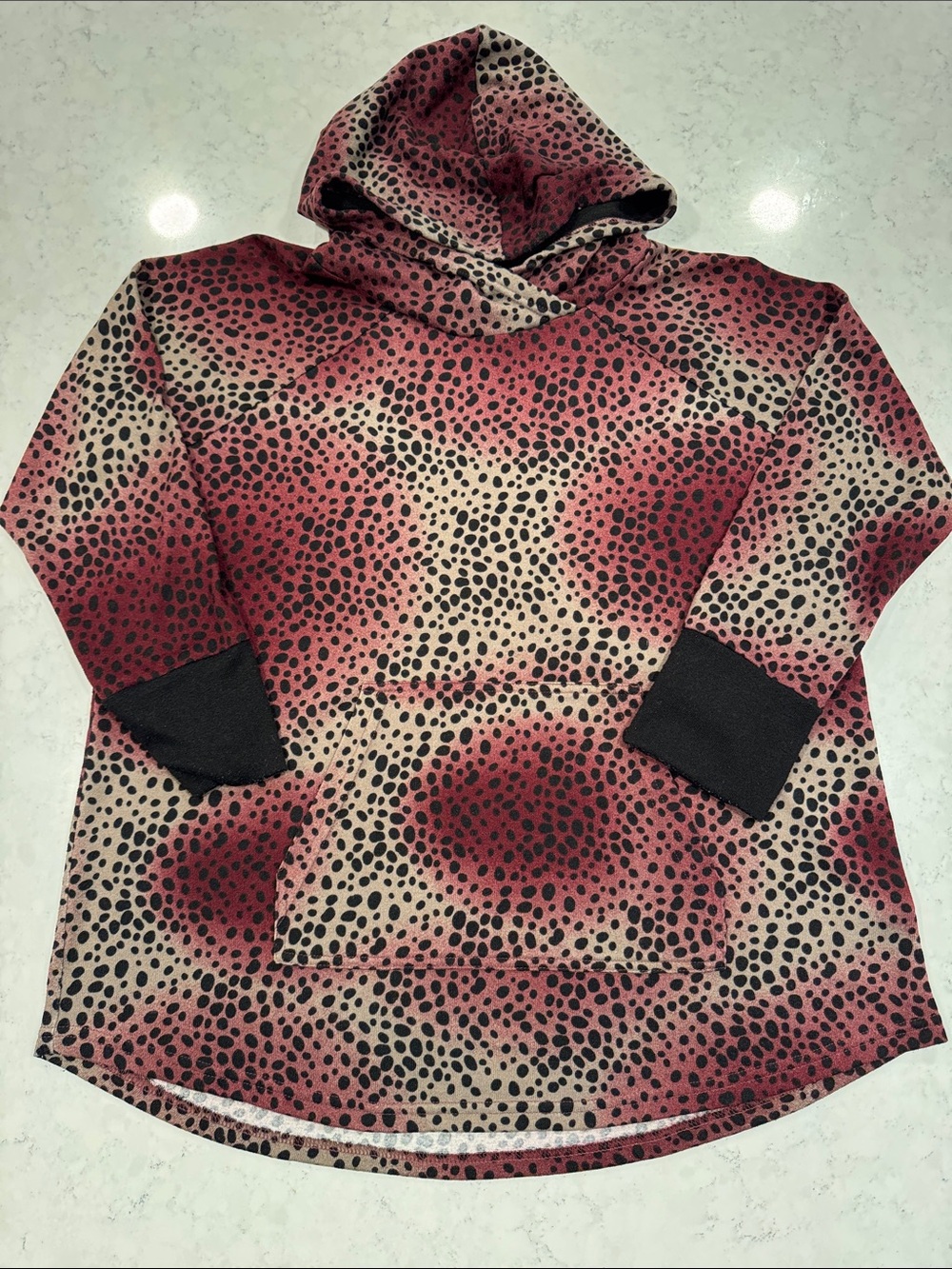 LuLaRoe Amber Womens XL Hooded Pullover Sweater Leopard Animal Print Long Sleeve